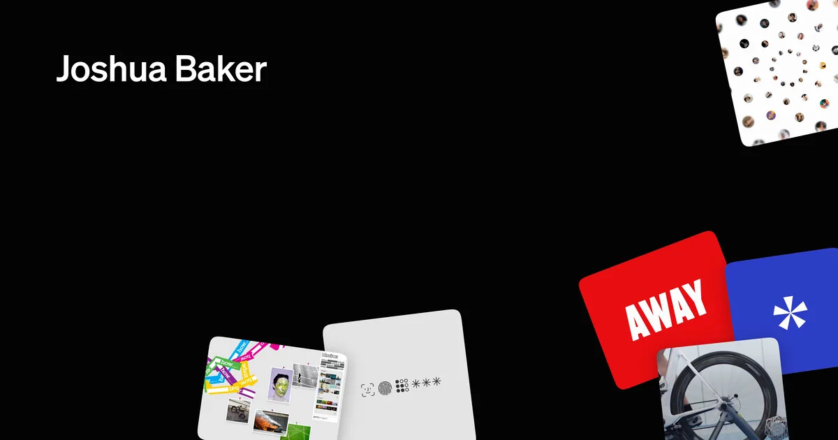 Joshua Baker — Open Graph share card, headed “Joshua Baker — Software engineer and designer”