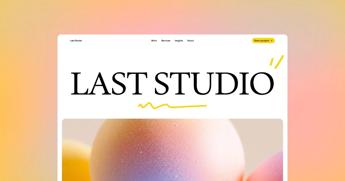 Last Studio — Open Graph share card, headed “Last Studio · Agency Template for Framer”