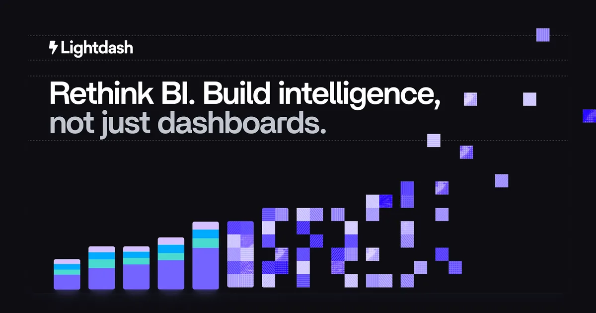 Lightdash — Open Graph share card, headed “Lightdash | Build Intelligence, not just…”