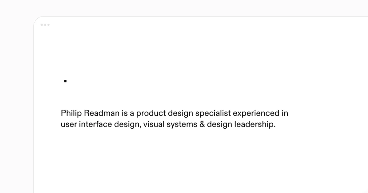 Philip Readman — Open Graph share card, headed “Philip Readman | Product Design”