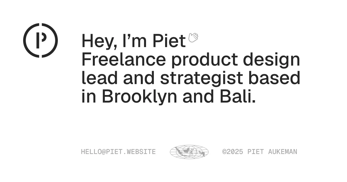 Piet Aukeman — Open Graph share card, headed “Piet Aukeman • piet.website”