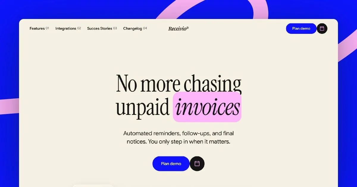 Receivio — Open Graph share card, headed “Receivio® — B2B SaaS website template for…”
