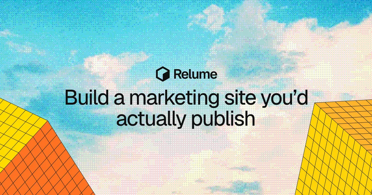 Relume — Open Graph share card, headed “Relume — Build a marketing site you’d actually…”