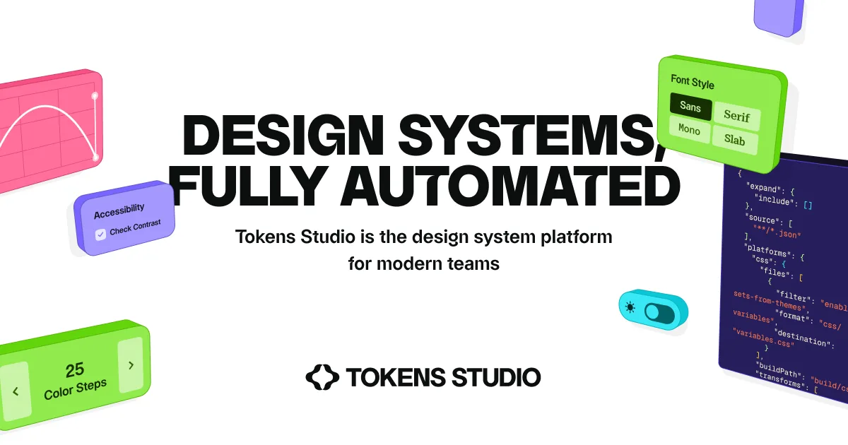 Tokens Studio — Open Graph share card, headed “Design systems, fully automated | Tokens Studio”