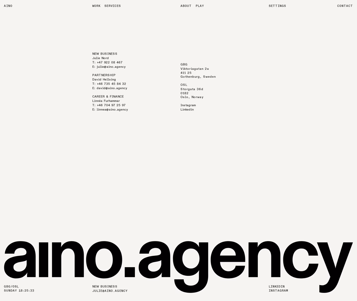 Aino contact page