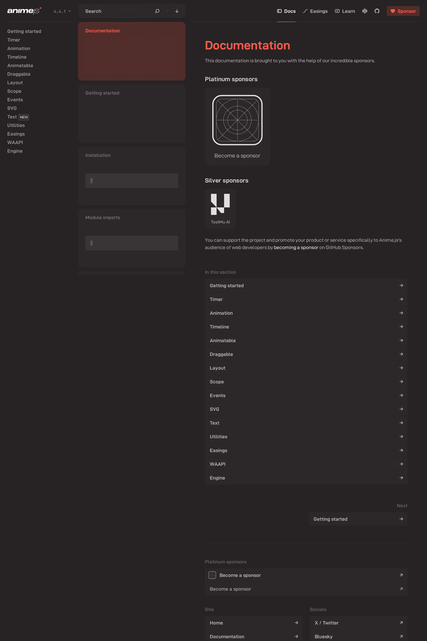 Anime.js docs page