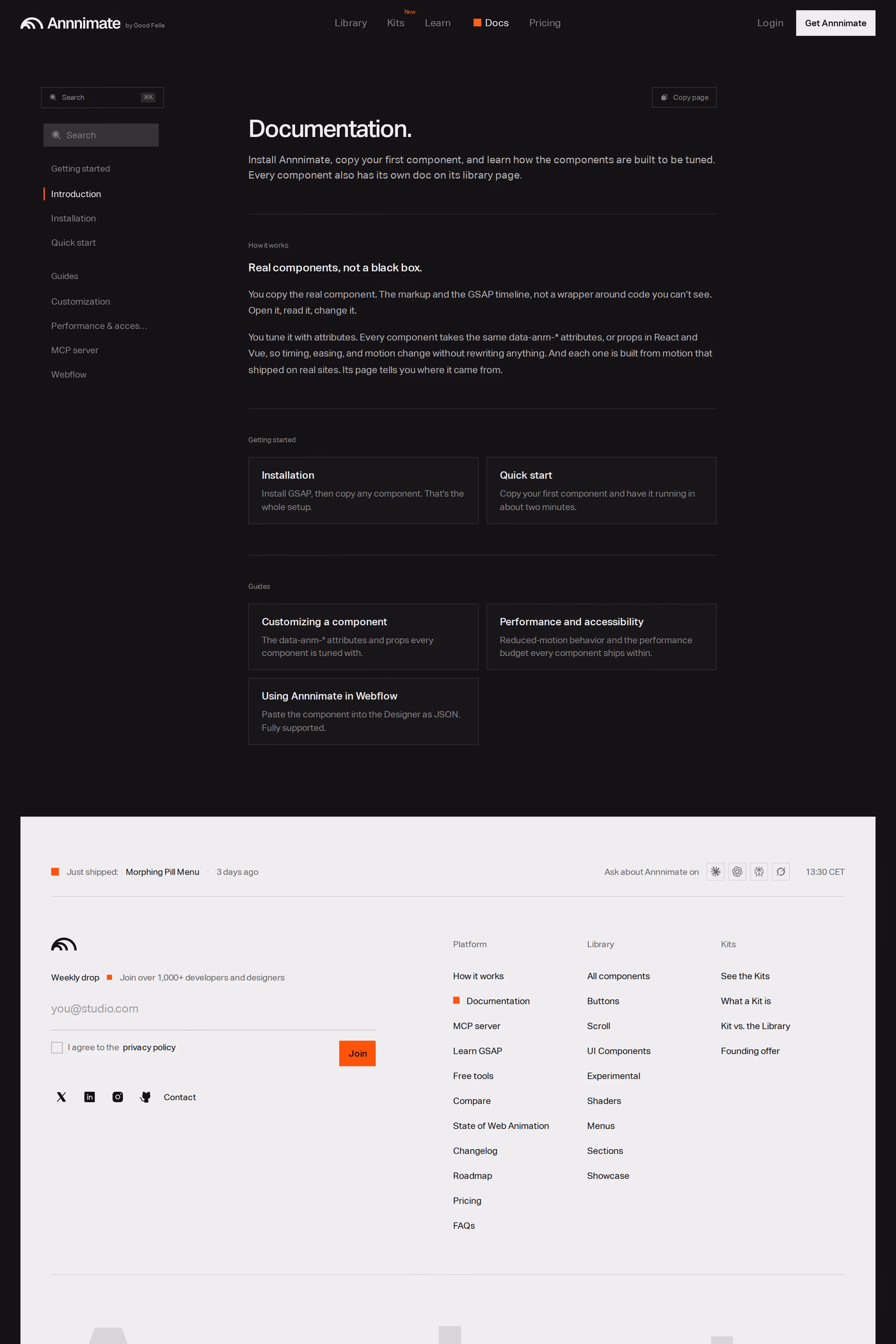 Annnimate docs page