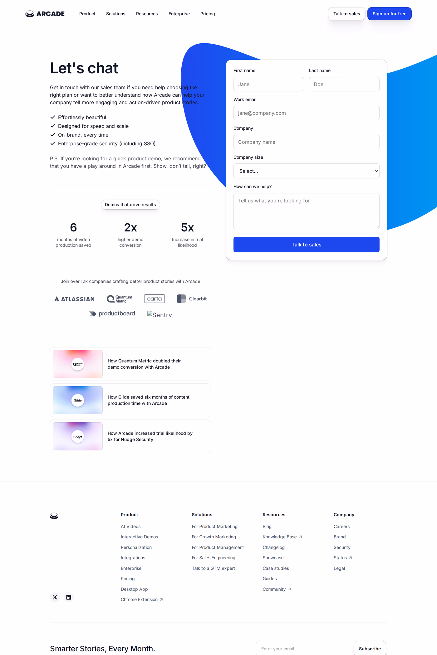 Arcade contact page