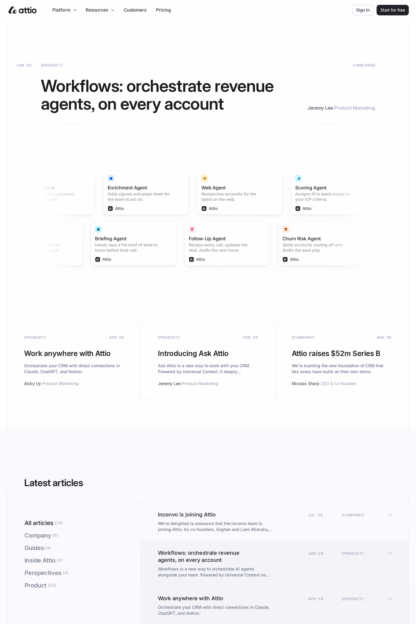 Attio blog page