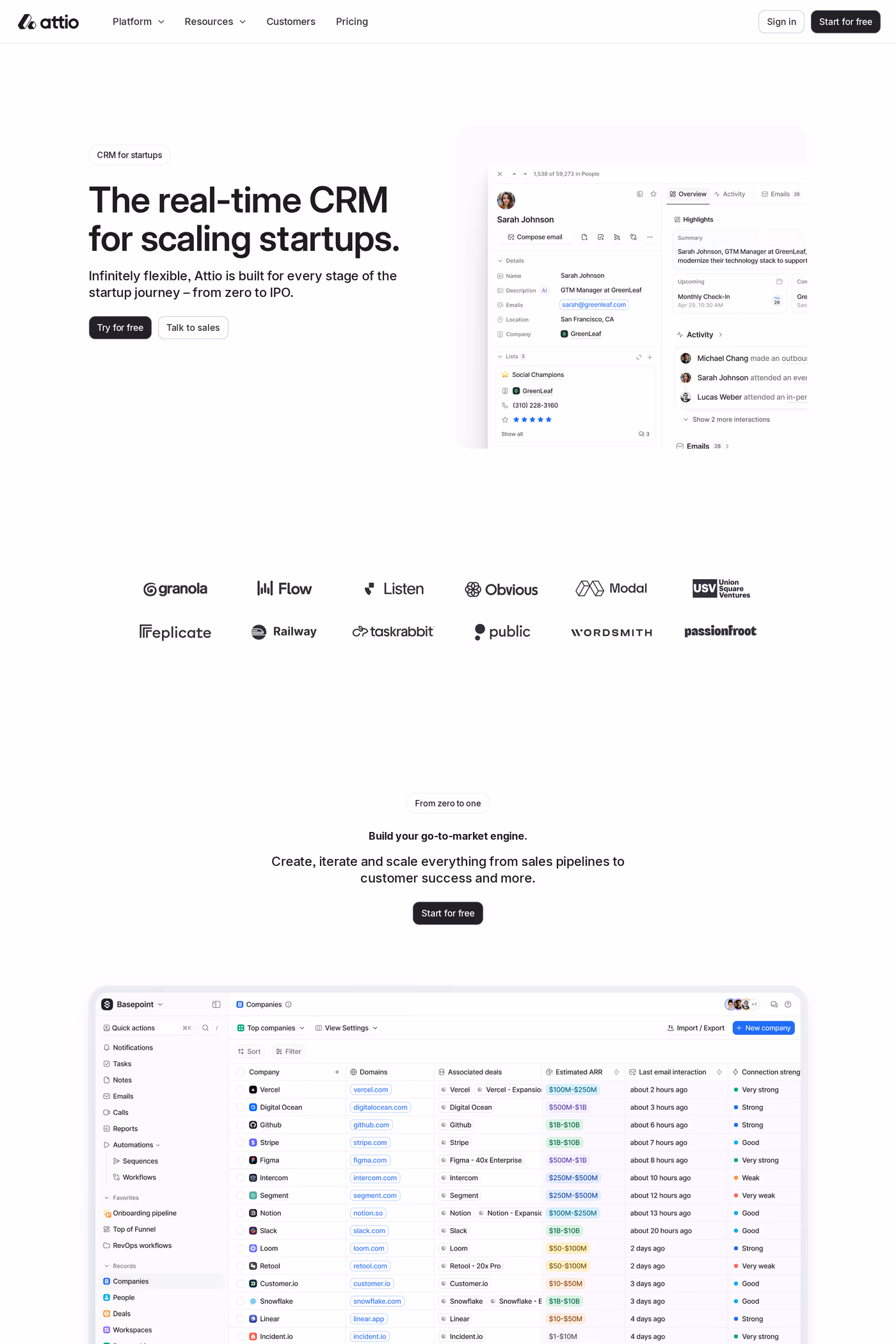 Attio features page