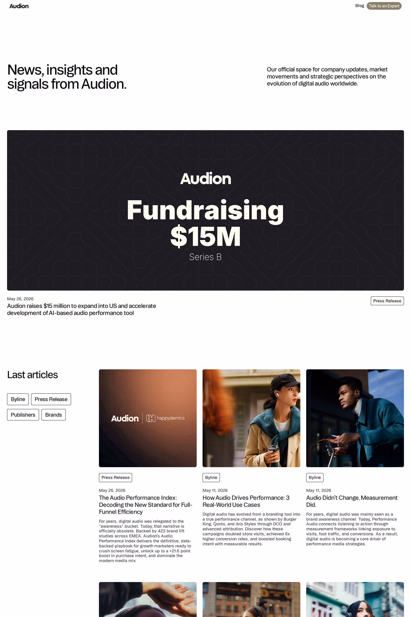 Audion blog page