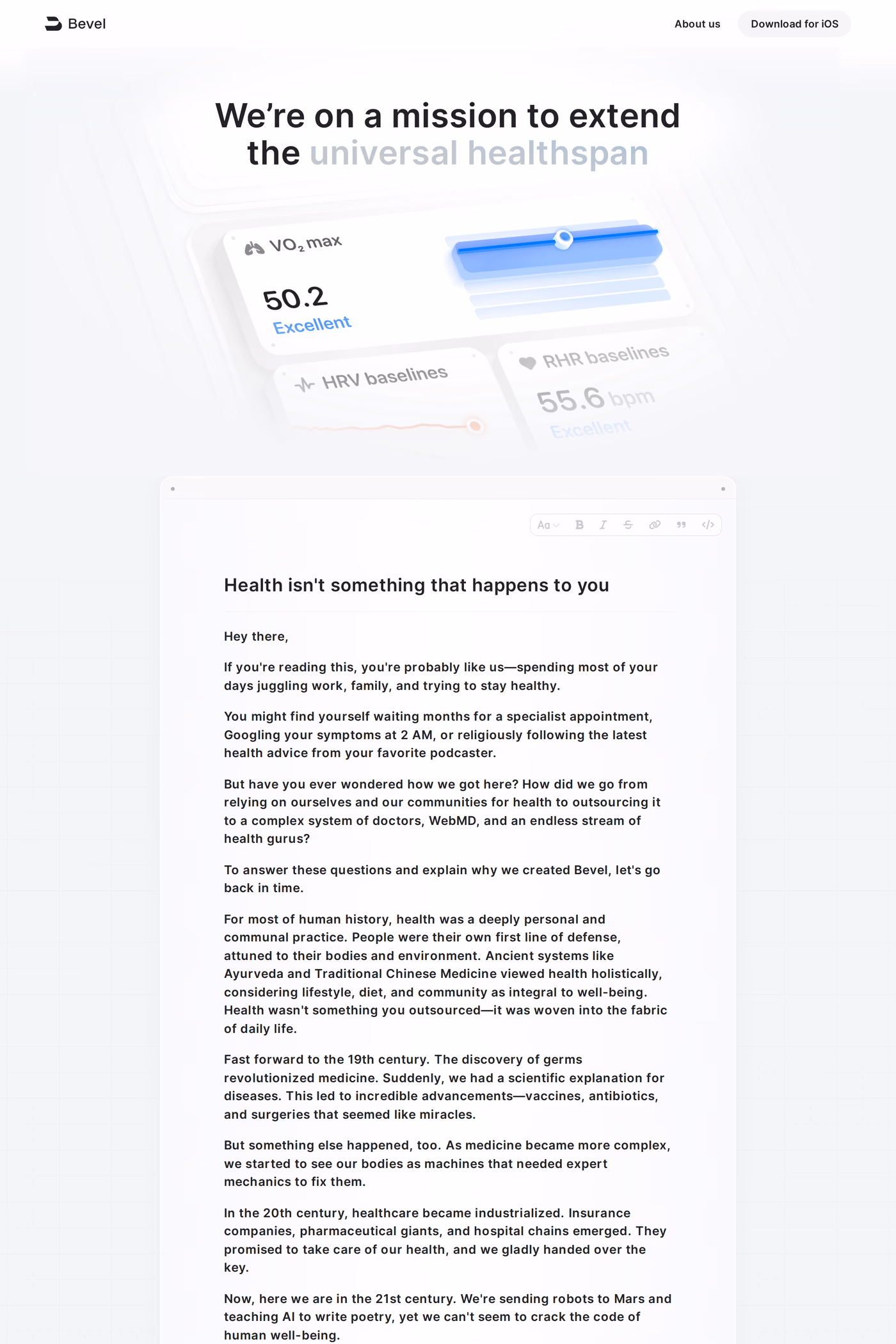 Bevel about page