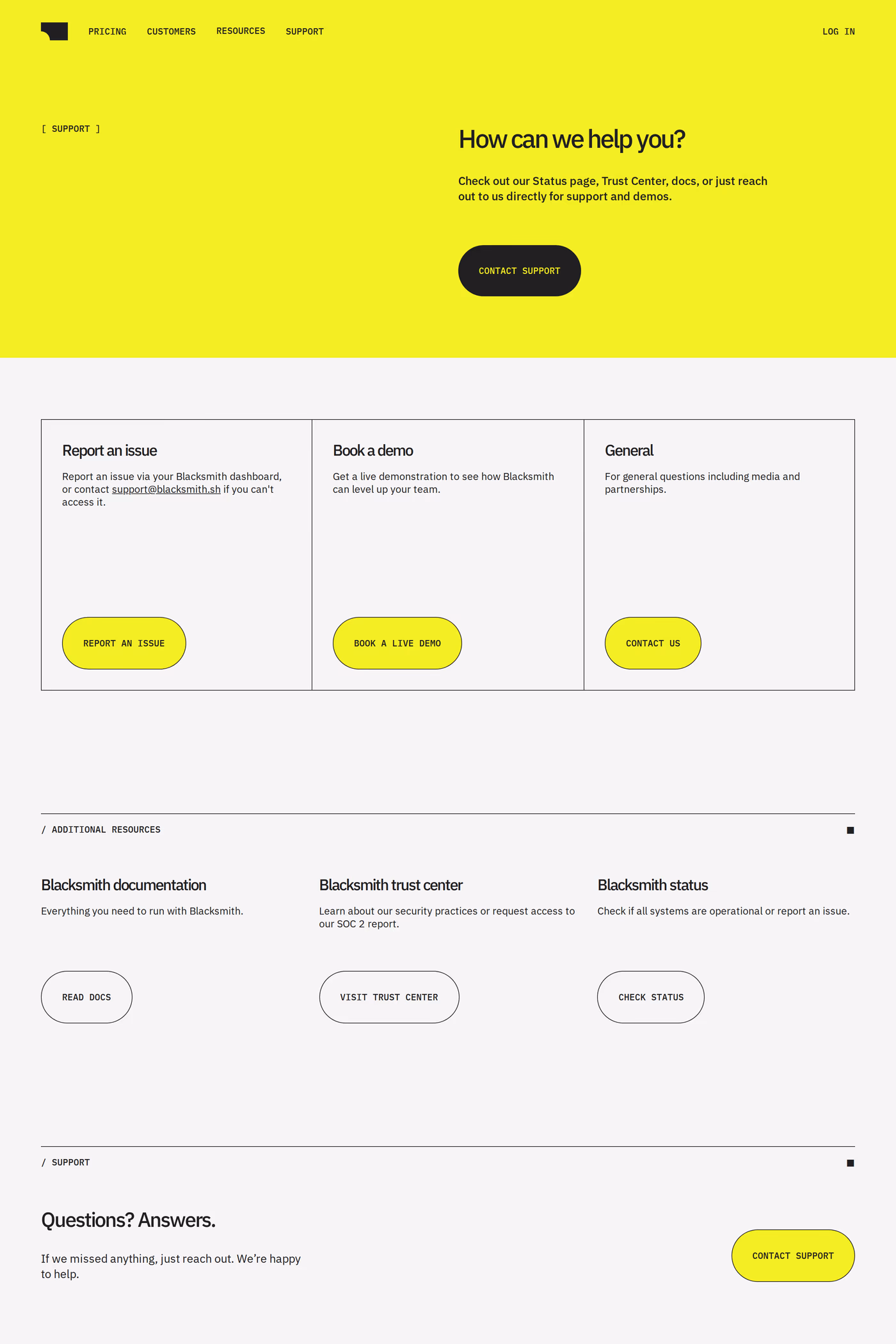 Blacksmith contact page
