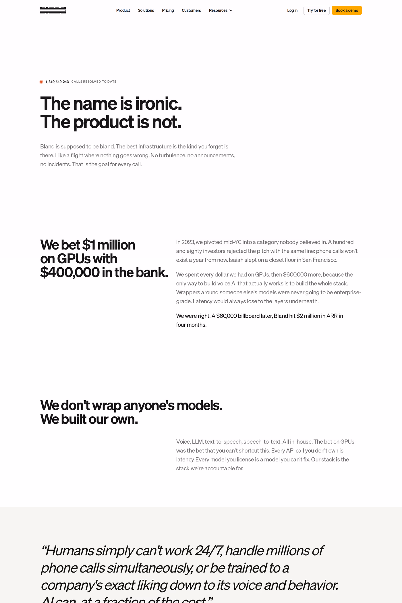 Bland AI about page