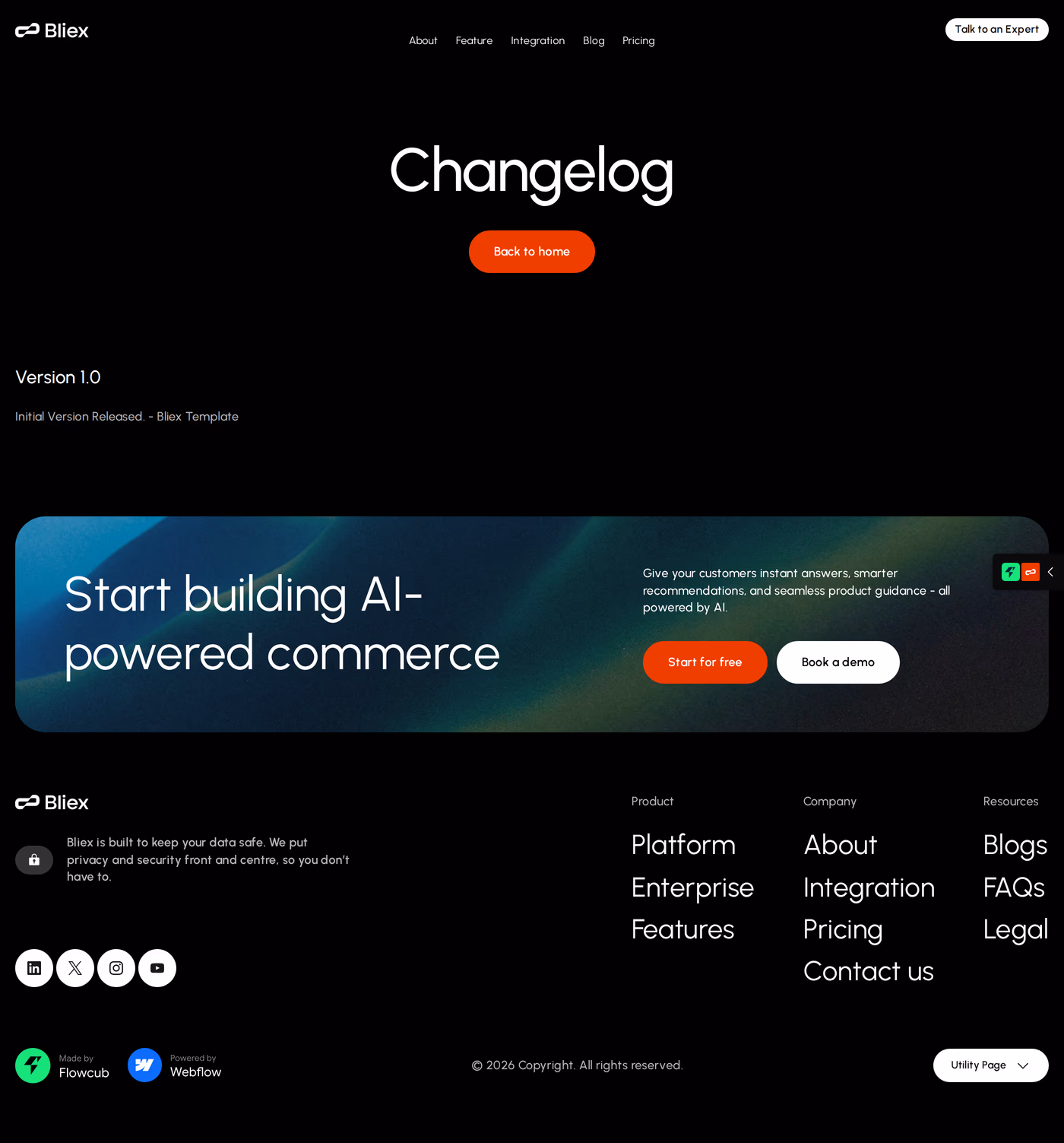 Bliex changelog page