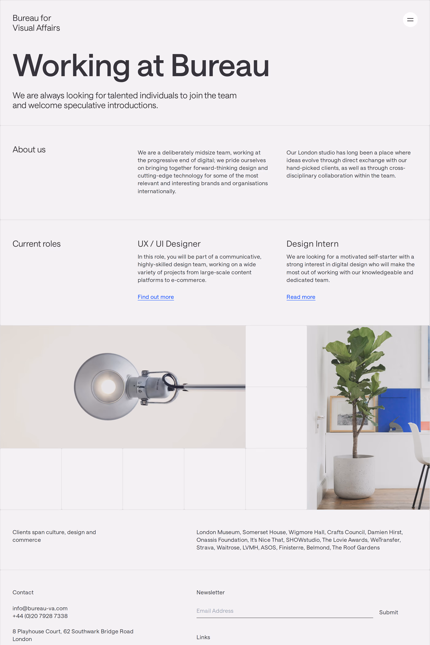 Bureau for Visual Affairs careers page