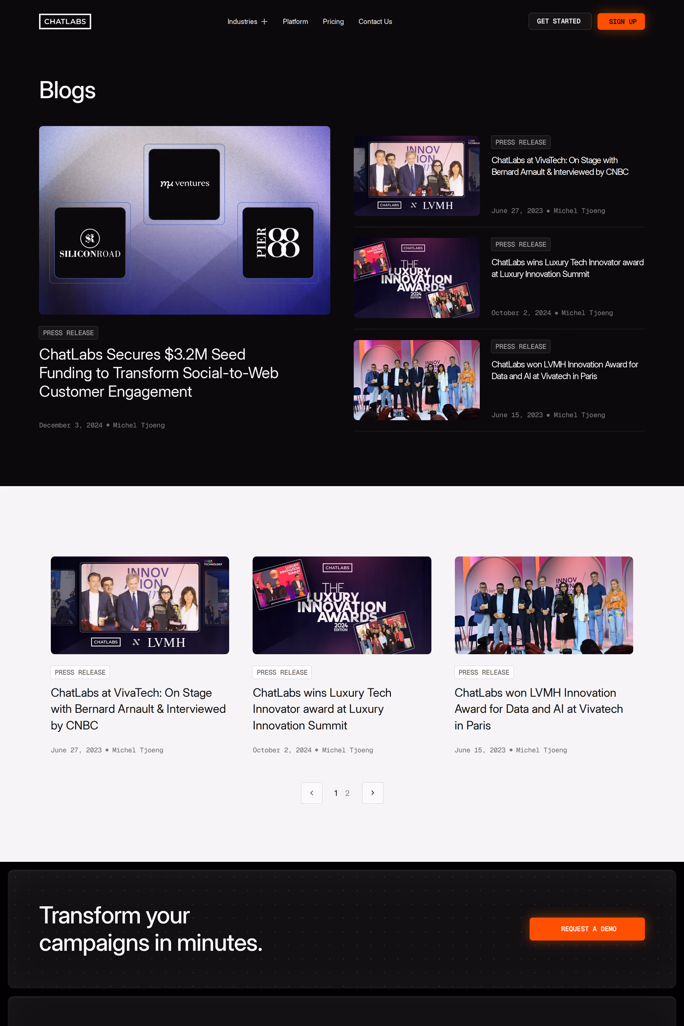 ChatLabs blog page