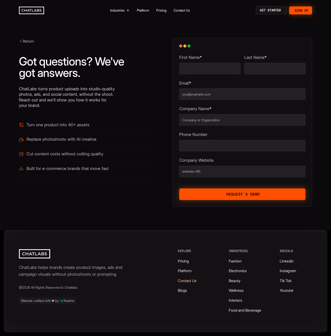 ChatLabs contact page