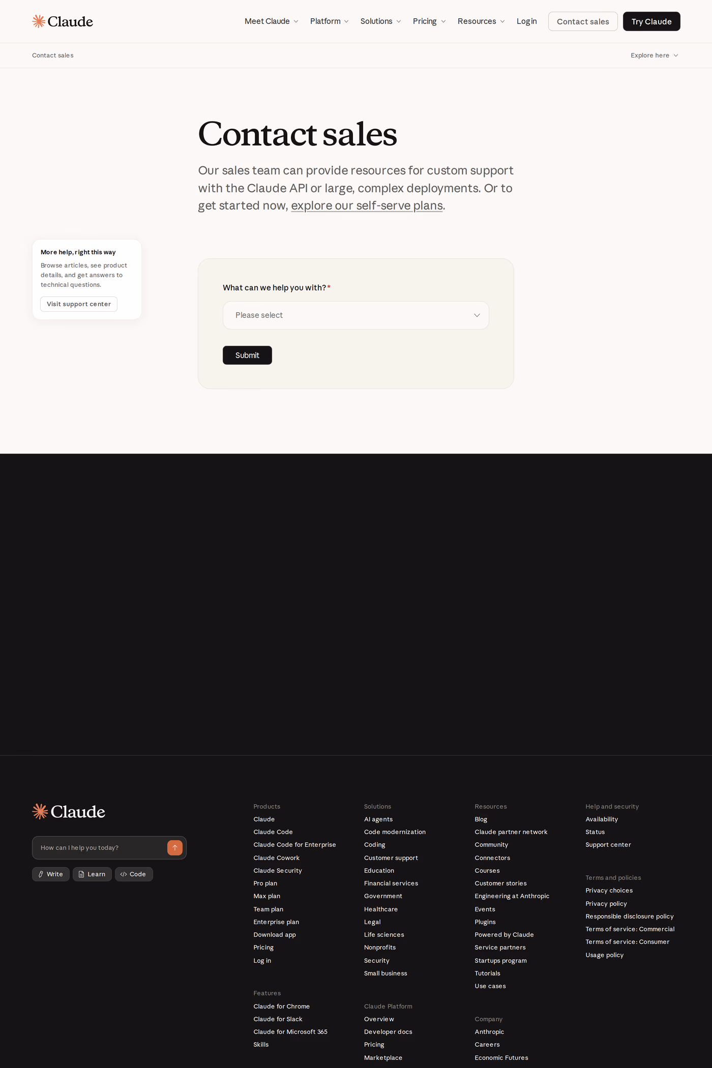 Claude contact page