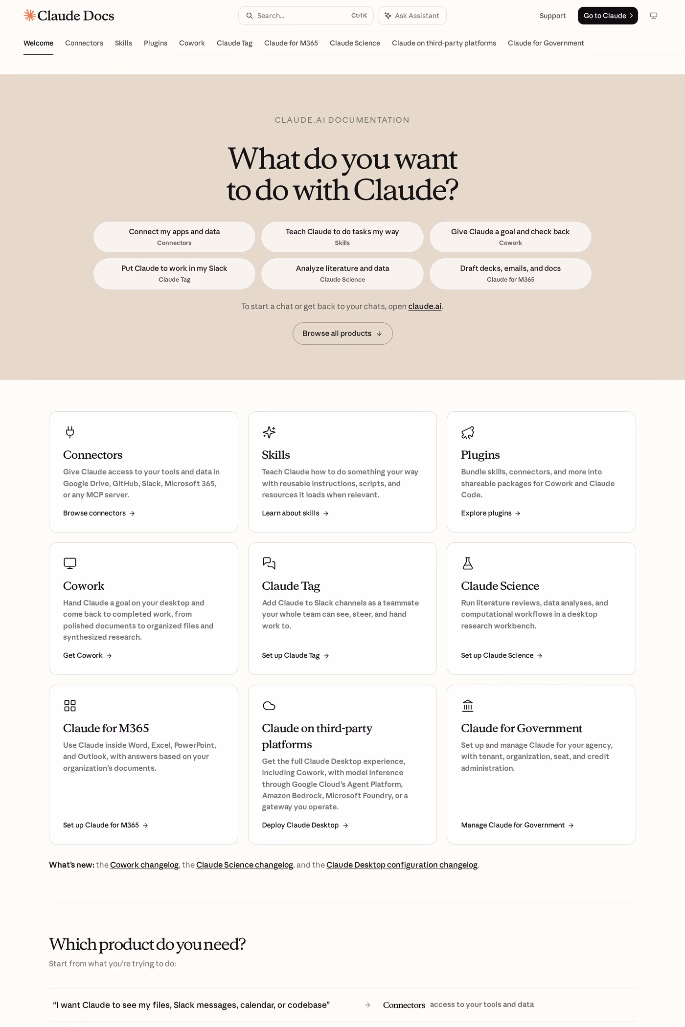 Claude docs page