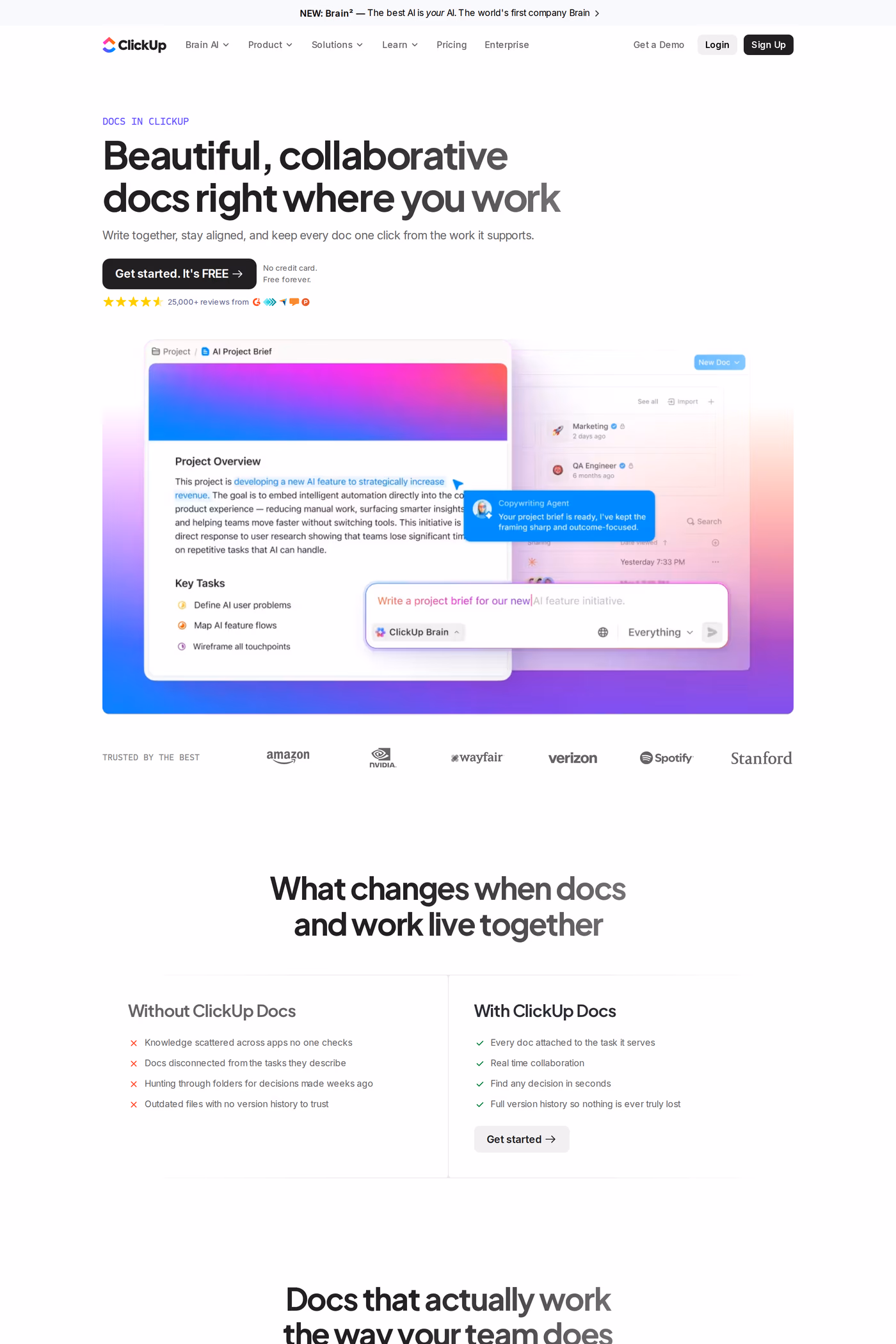 ClickUp docs page