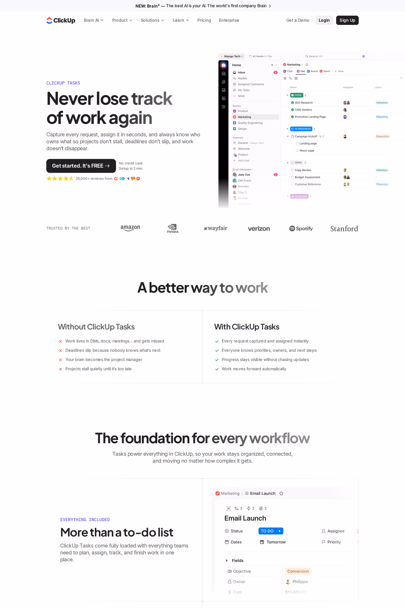 ClickUp features page