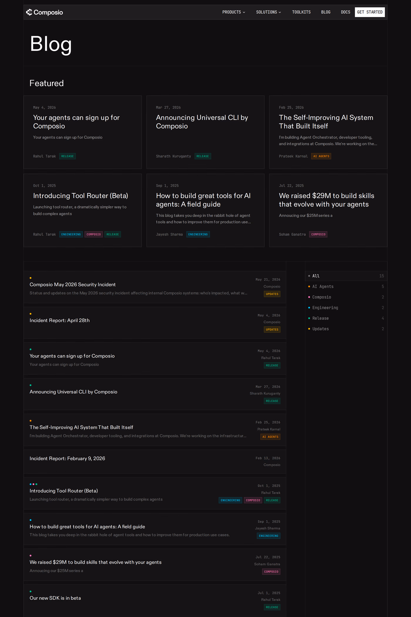 Composio blog page