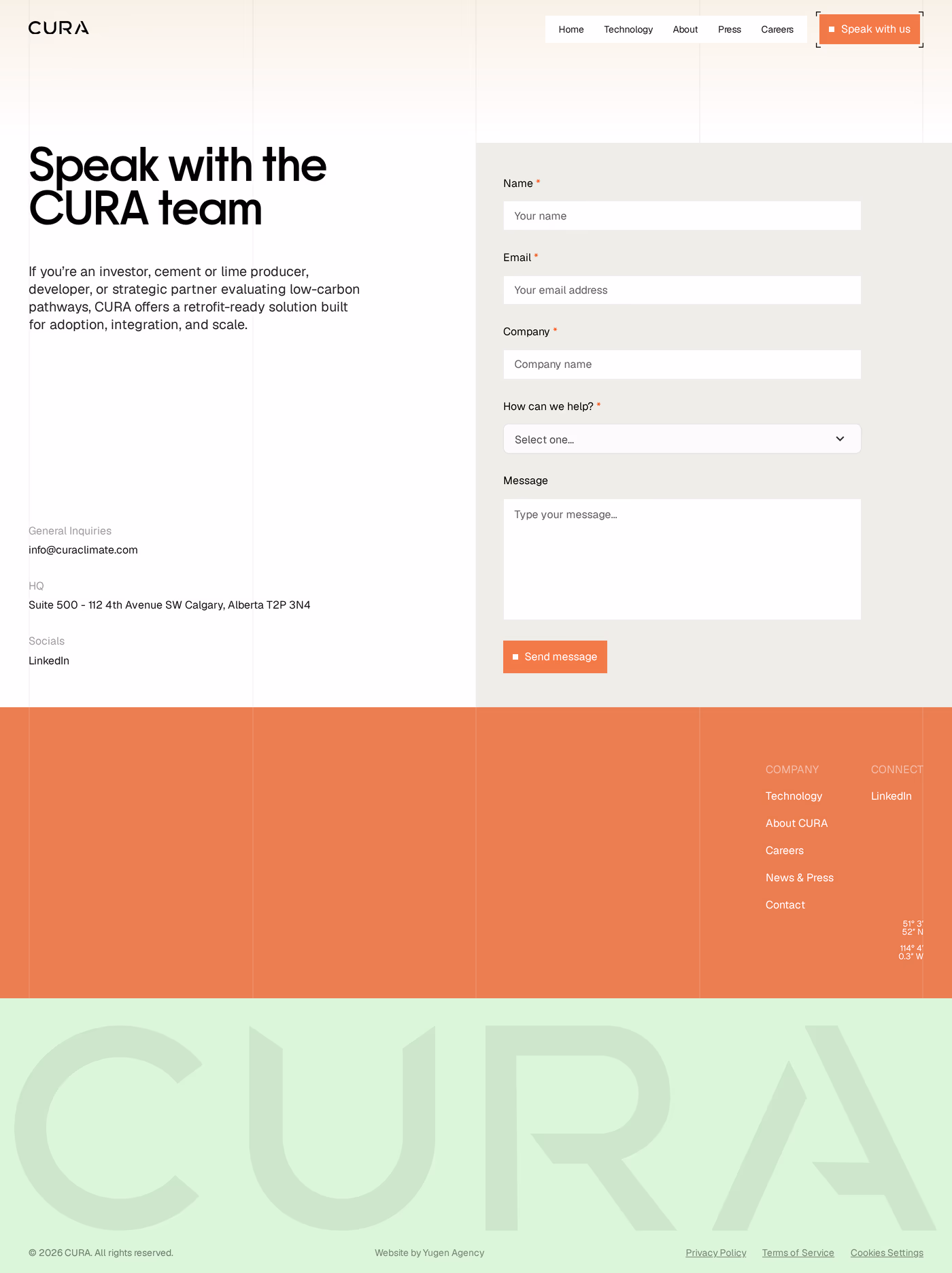 CURA Climate contact page