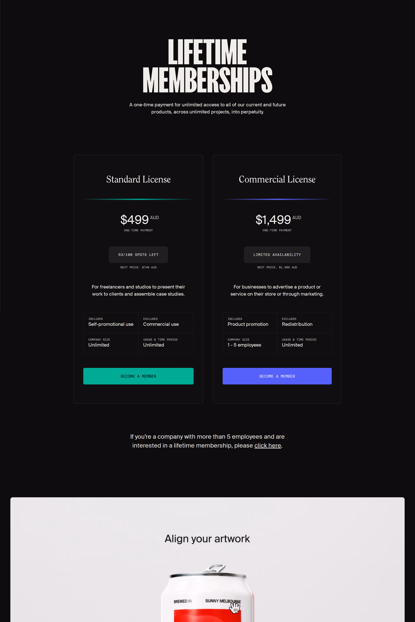 Darkroom pricing page