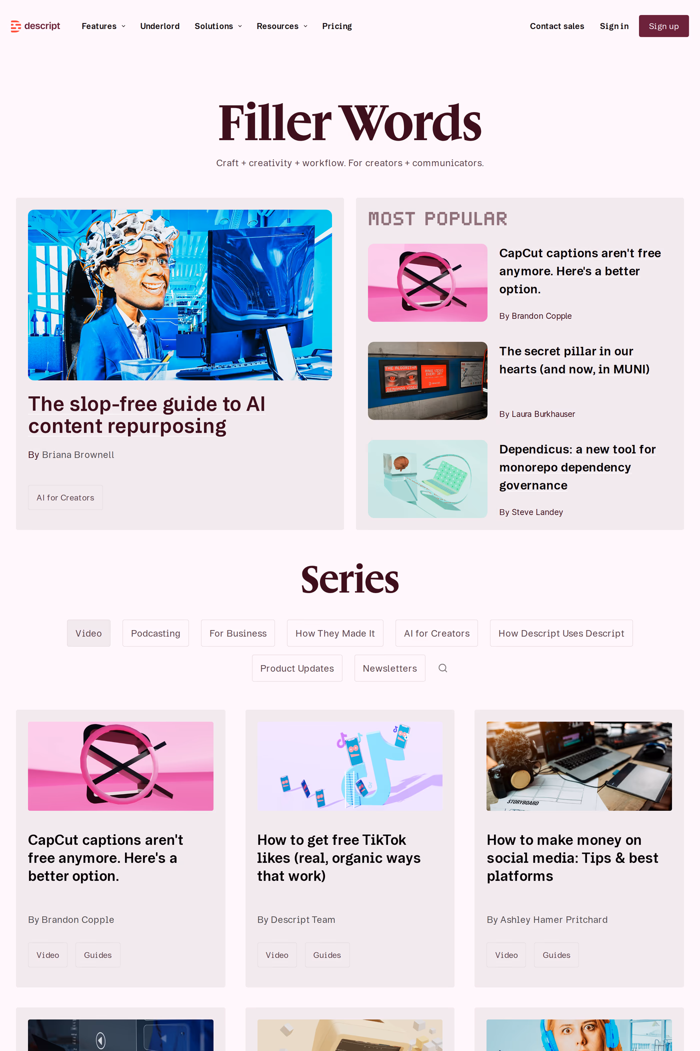 Descript blog page