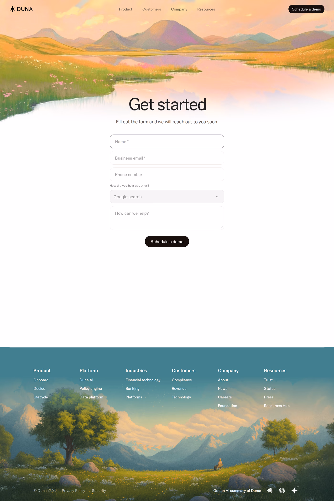 Duna contact page