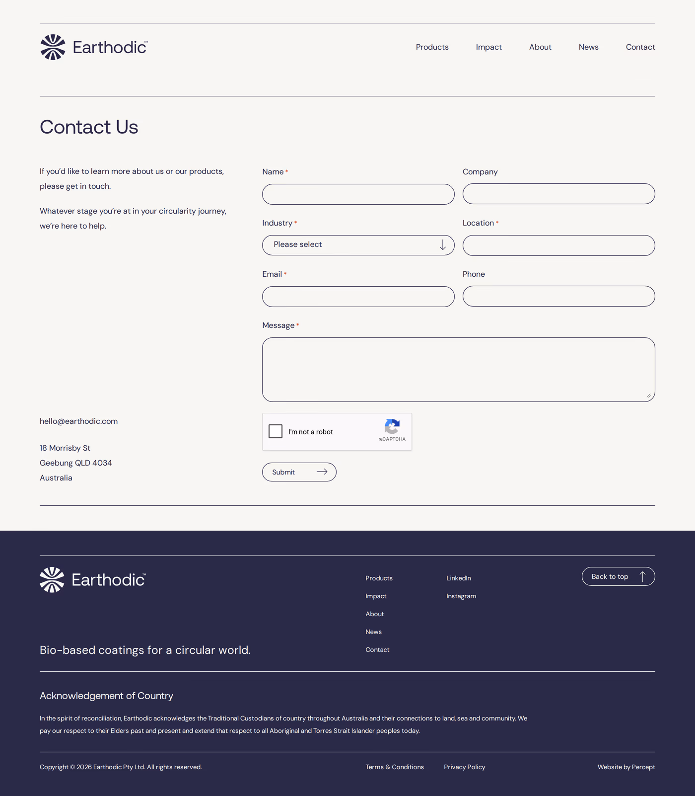 Earthodic contact page