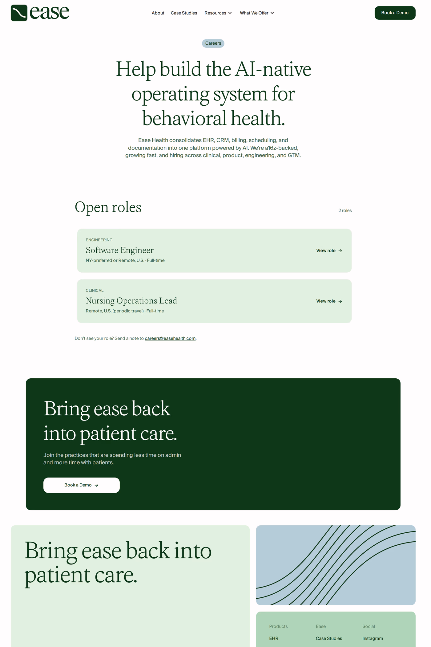 Ease Health careers page