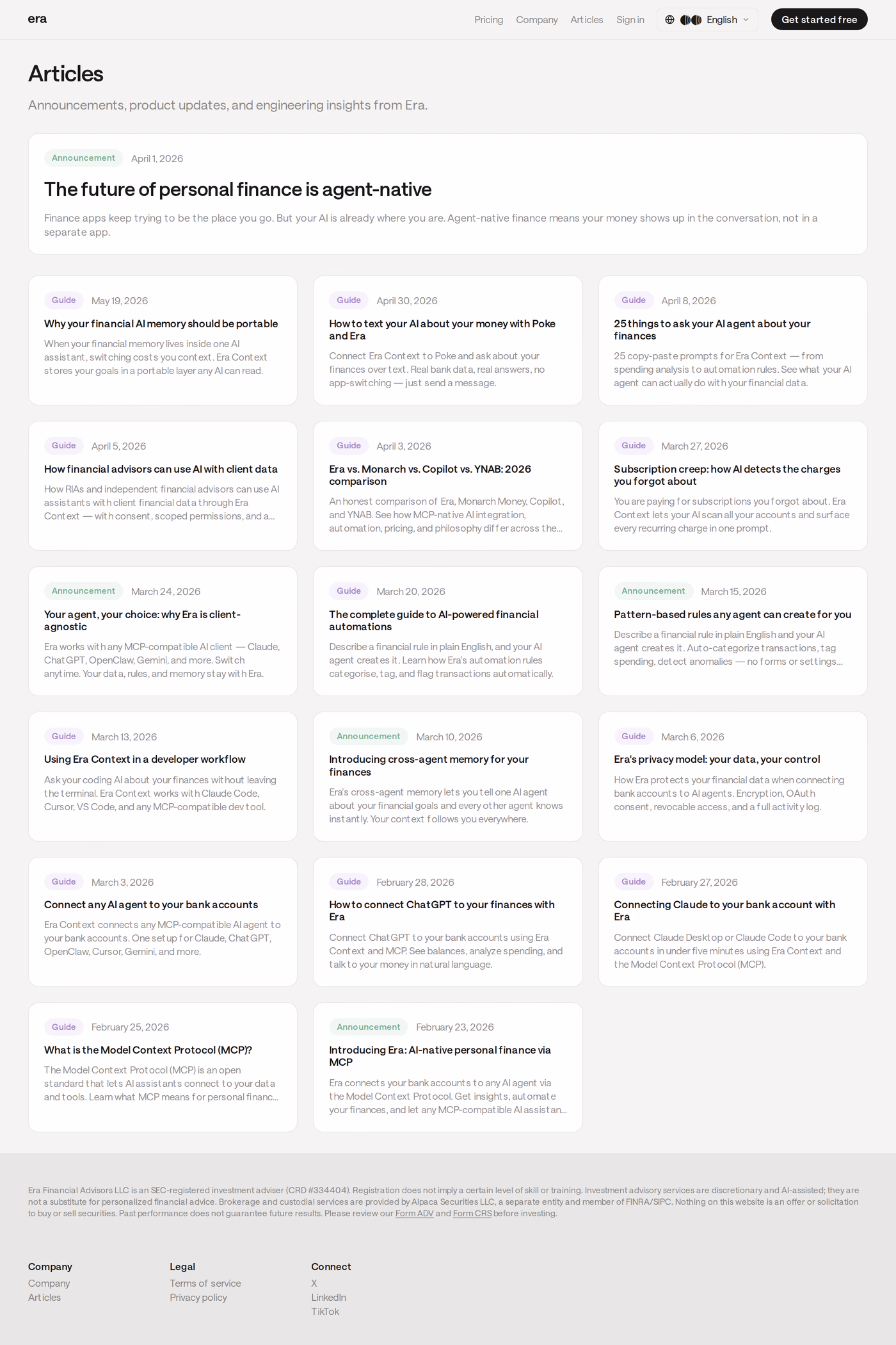 Era blog page