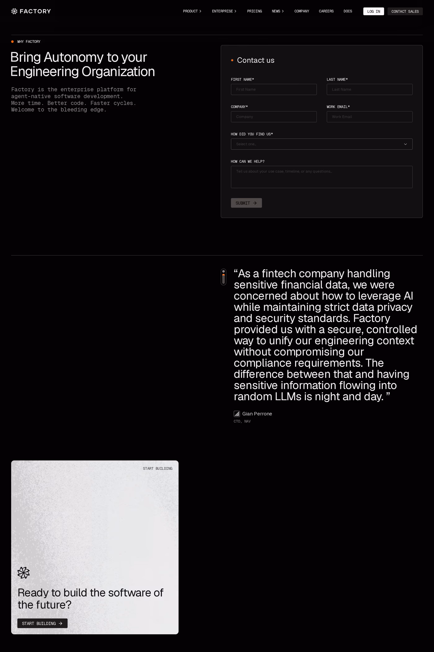 Factory contact page