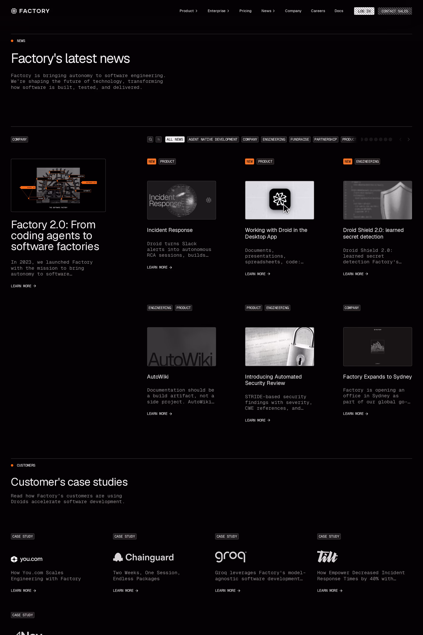 Factory work page