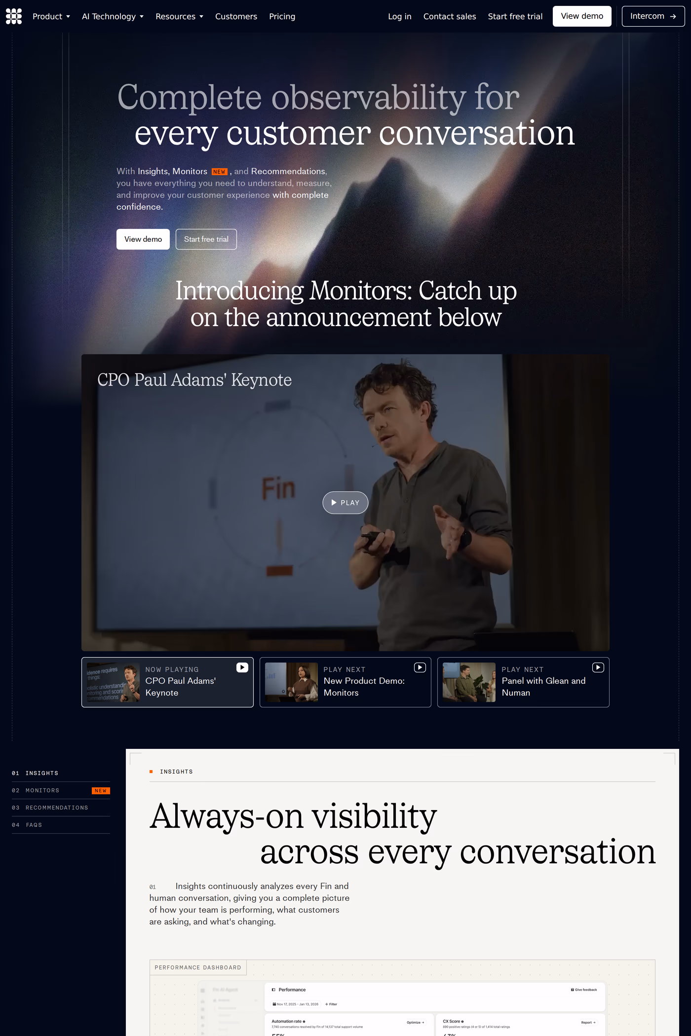Fin features page