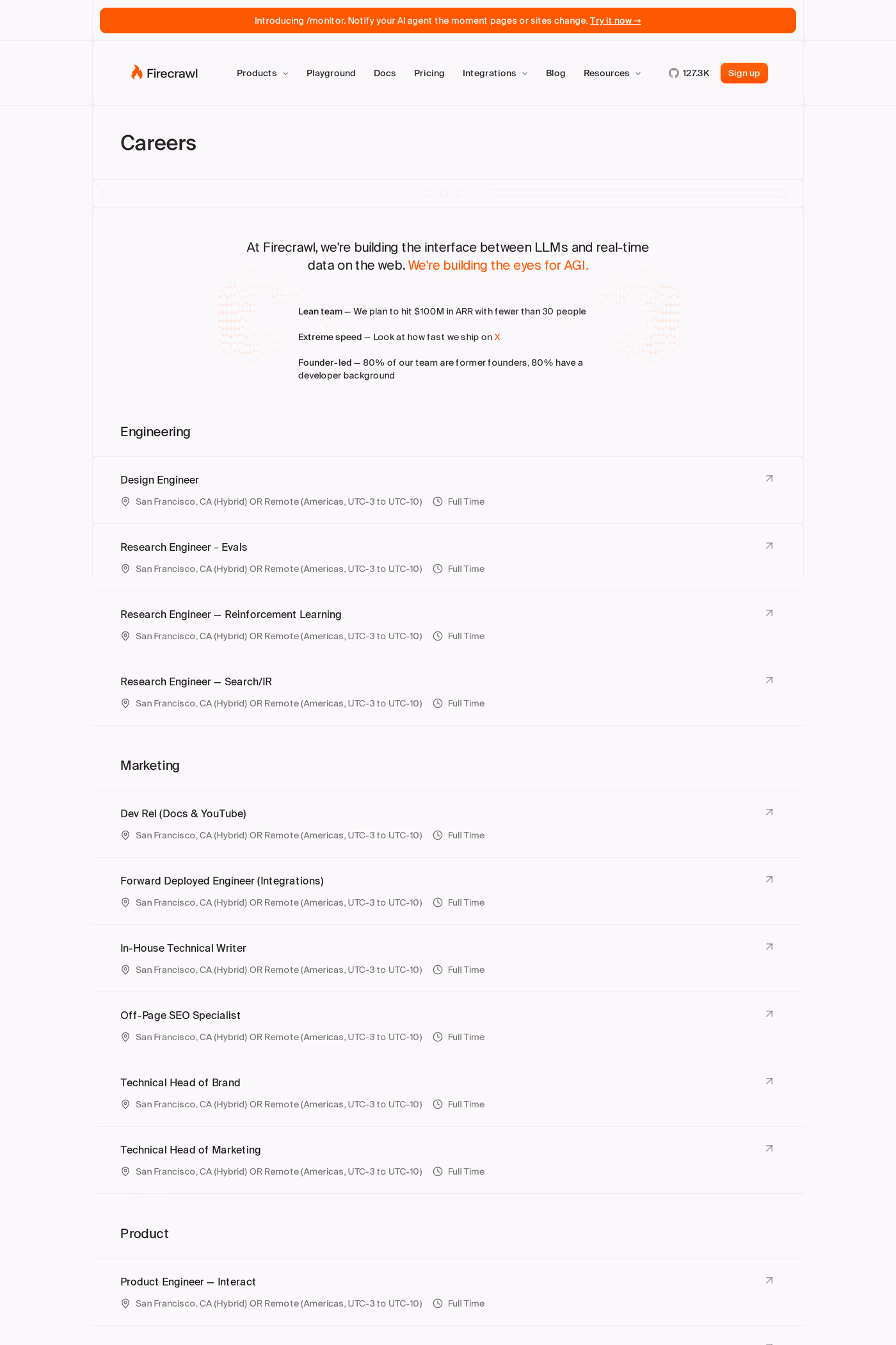 Firecrawl careers page