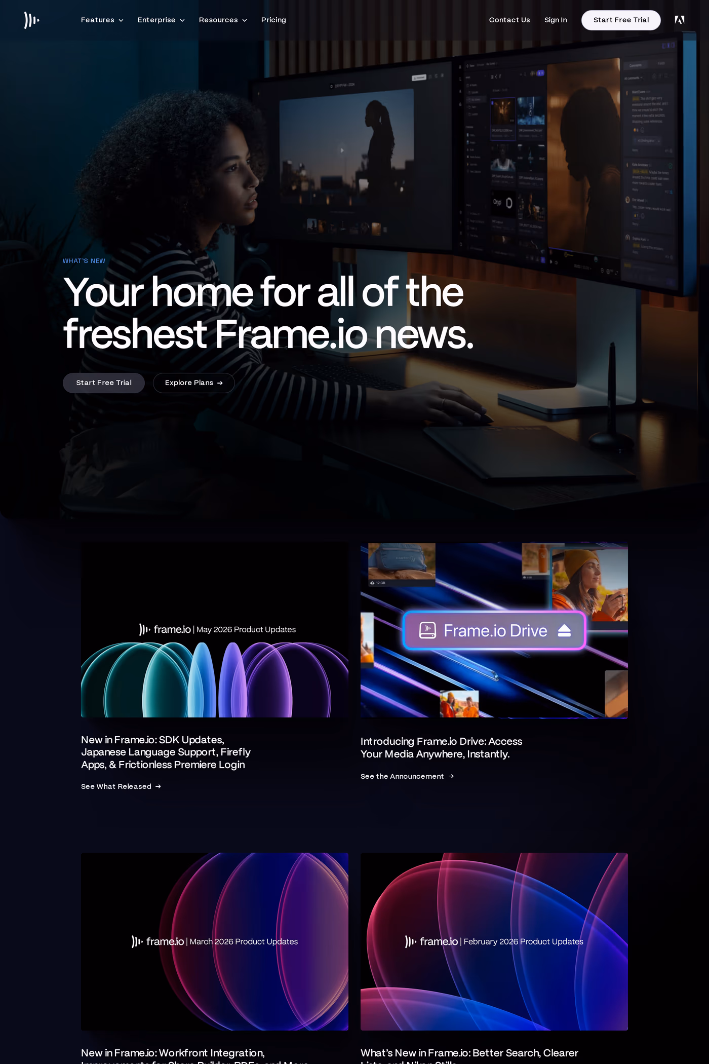 Frame.io changelog page
