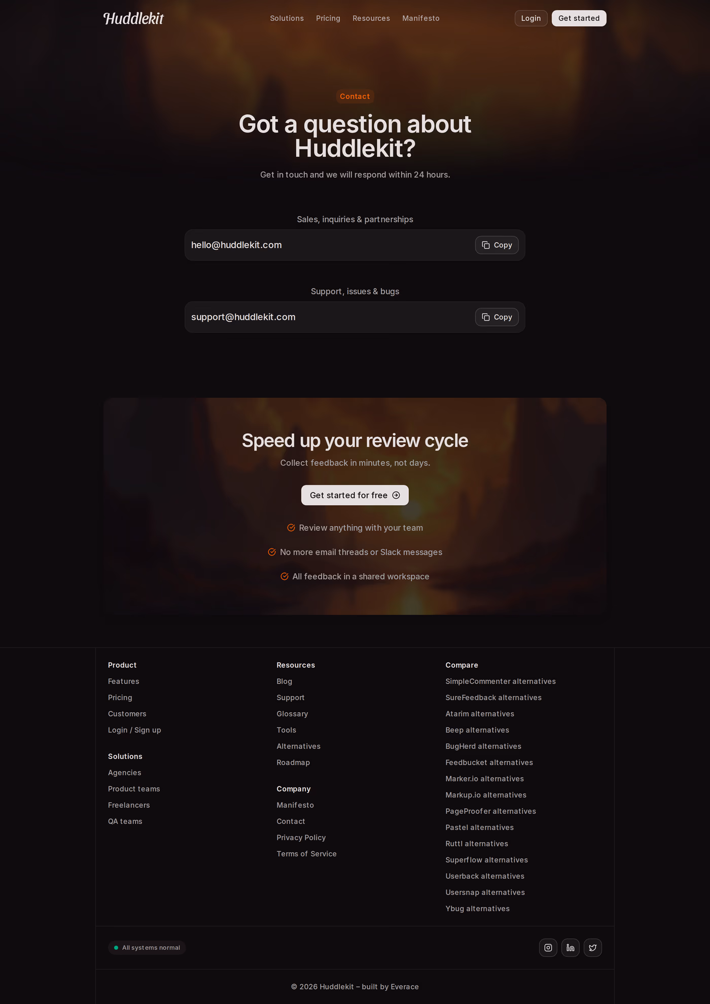 Huddlekit contact page