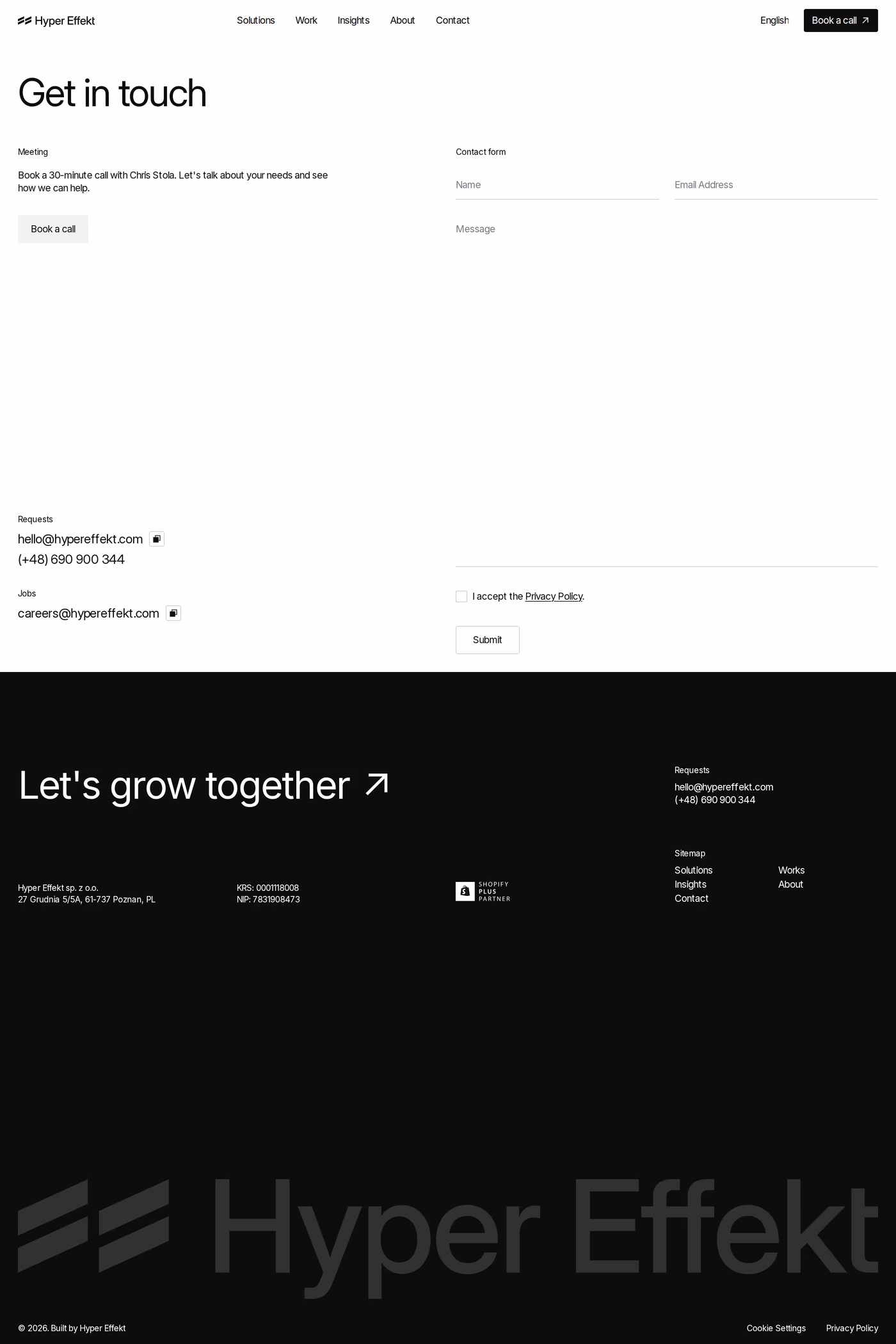 Hyper Effekt contact page