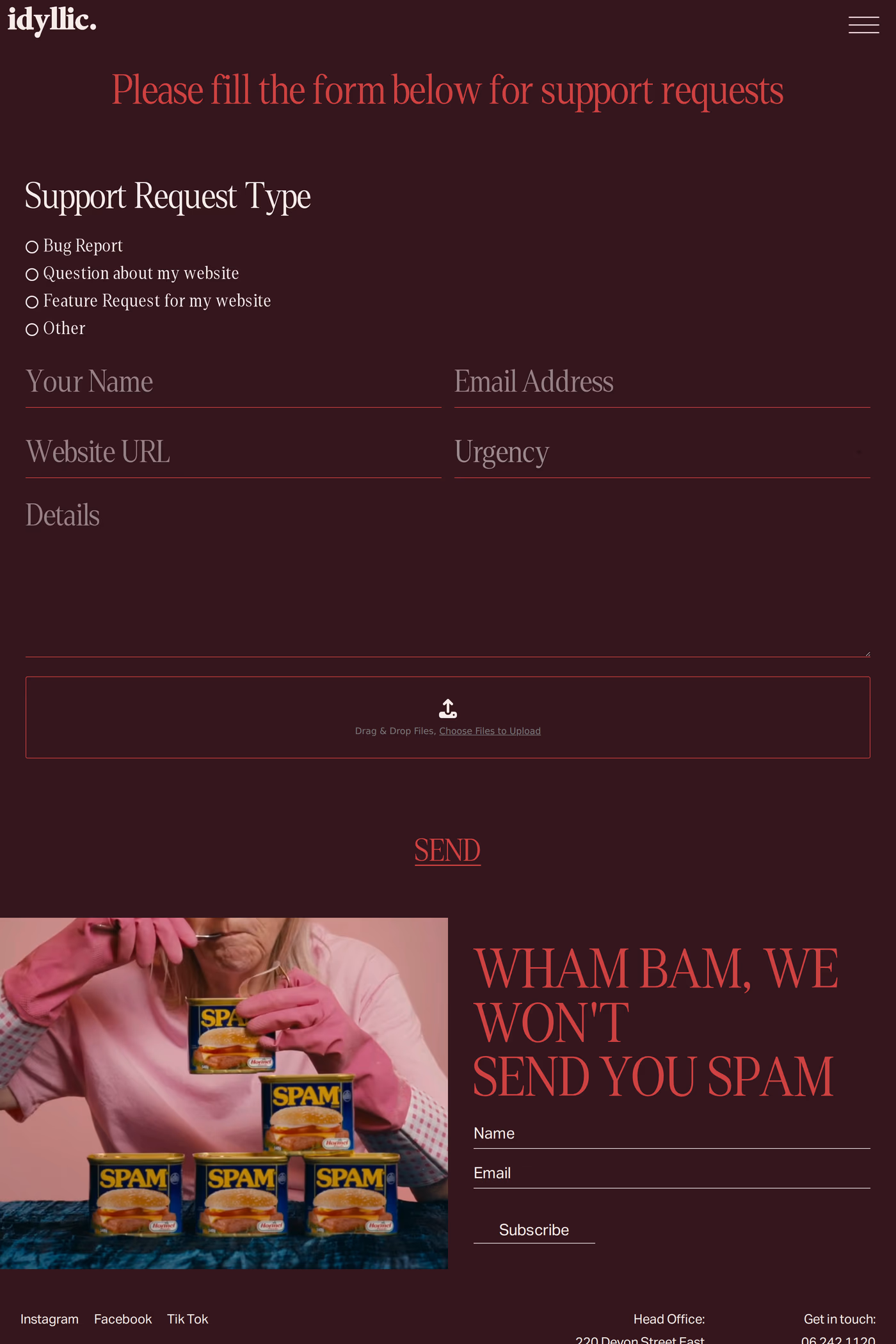 Idyllic contact page