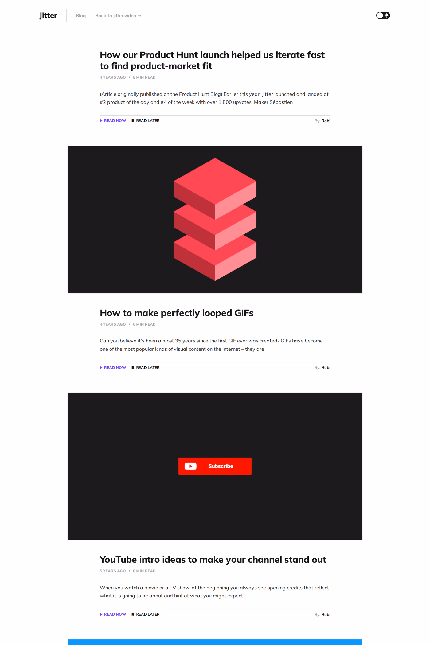 Jitter blog page