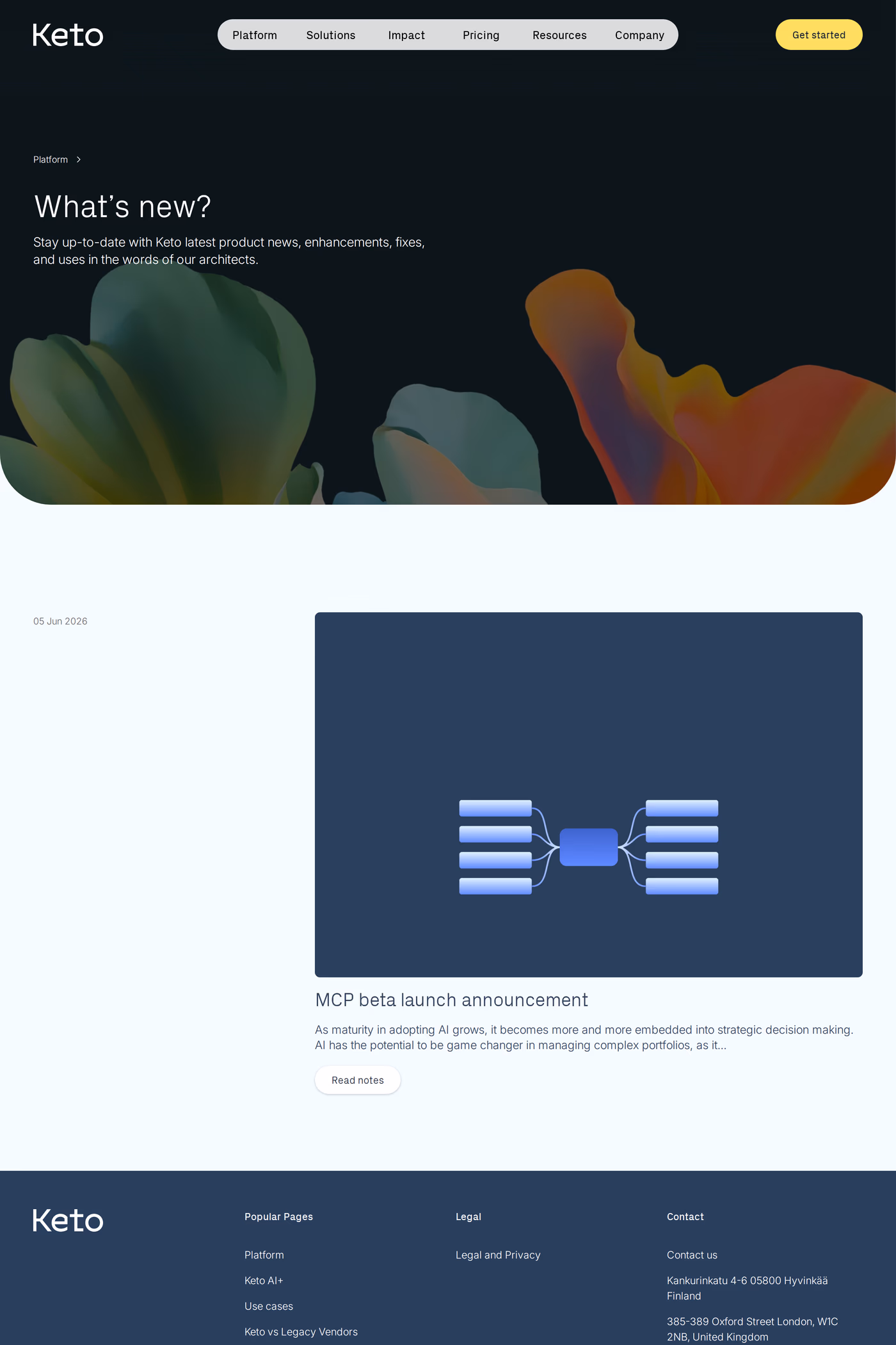 Keto changelog page