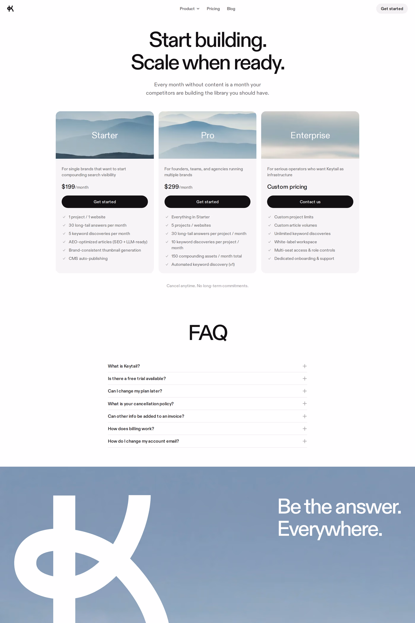 Keytail pricing page