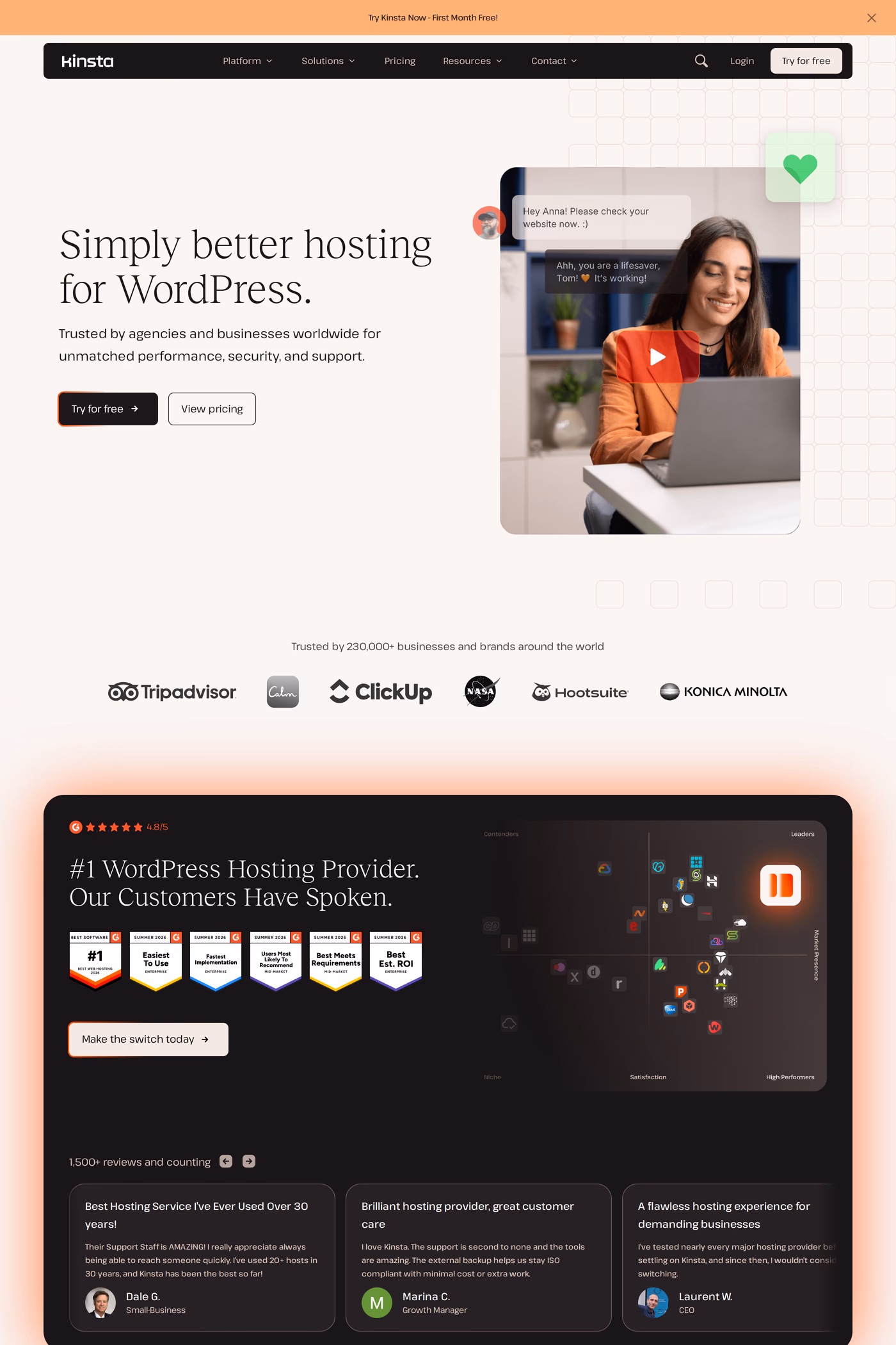 Kinsta features page