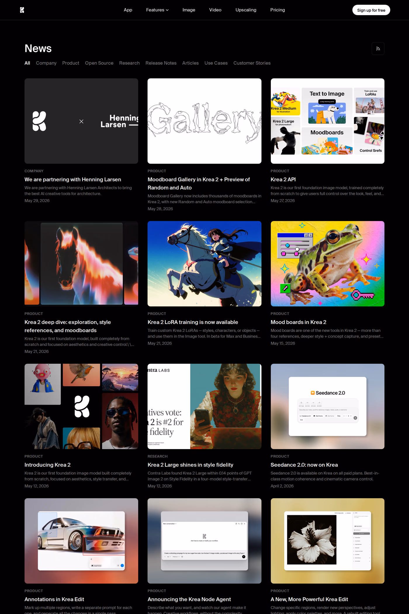 Krea blog page