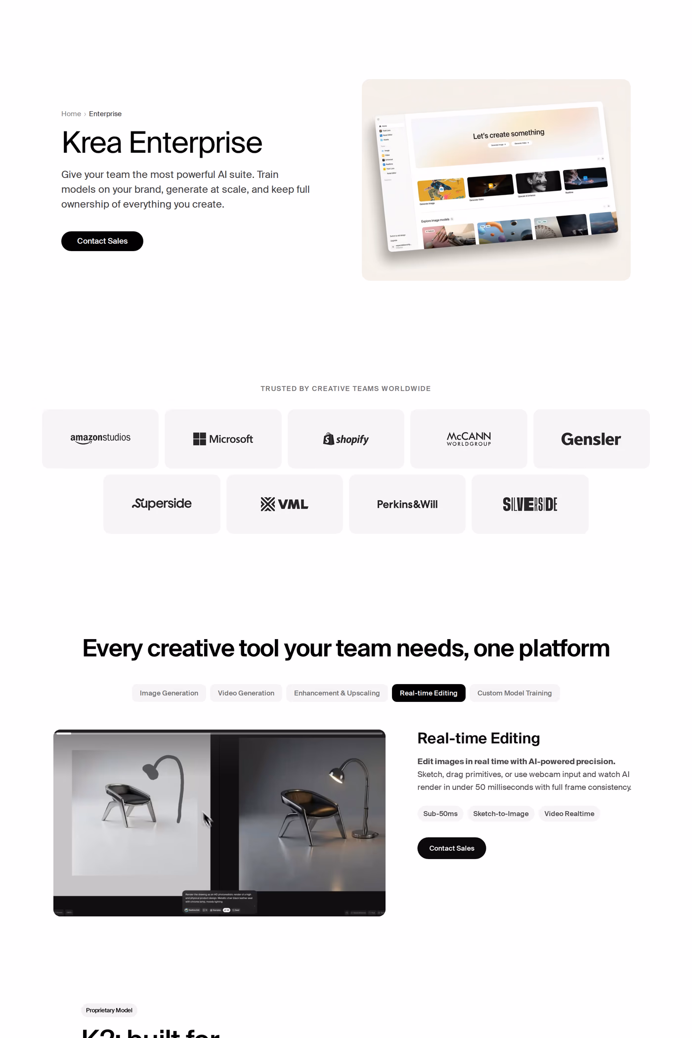 Krea contact page
