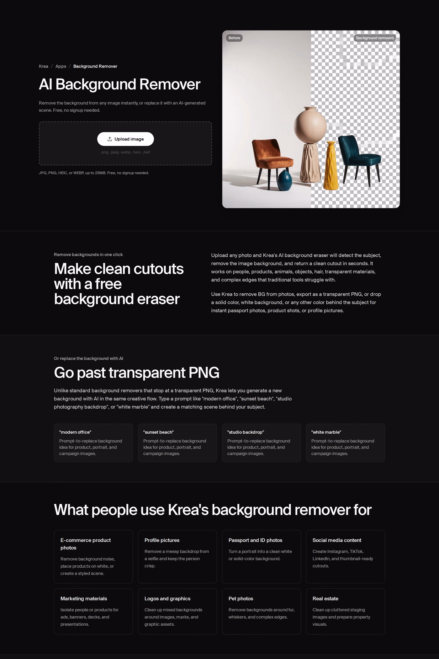 Krea features page