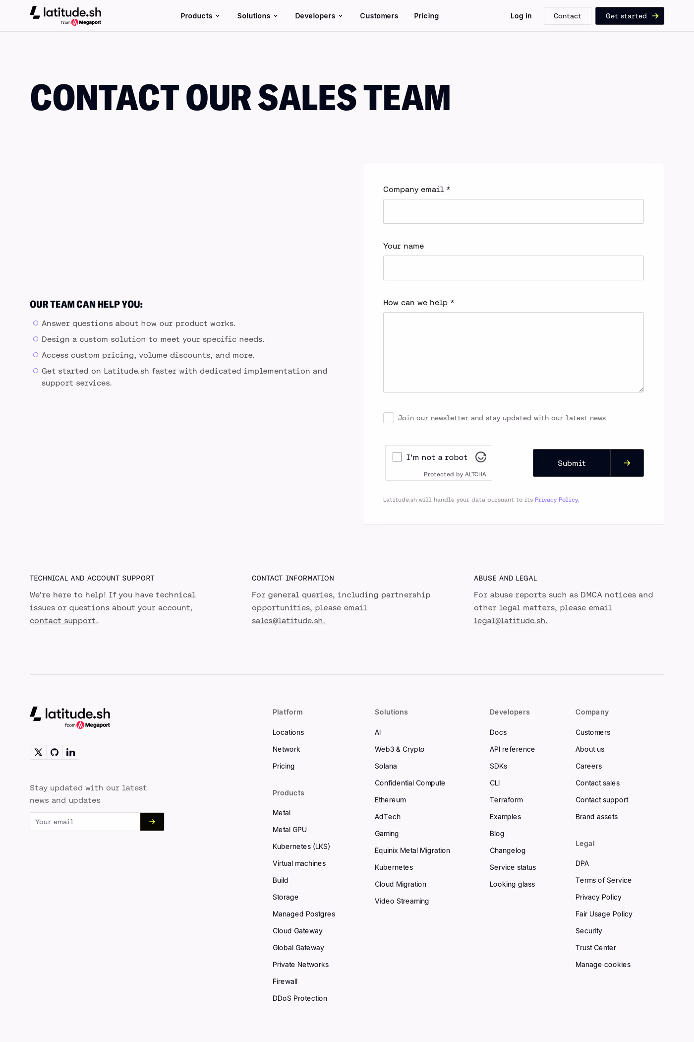 Latitude.sh contact page